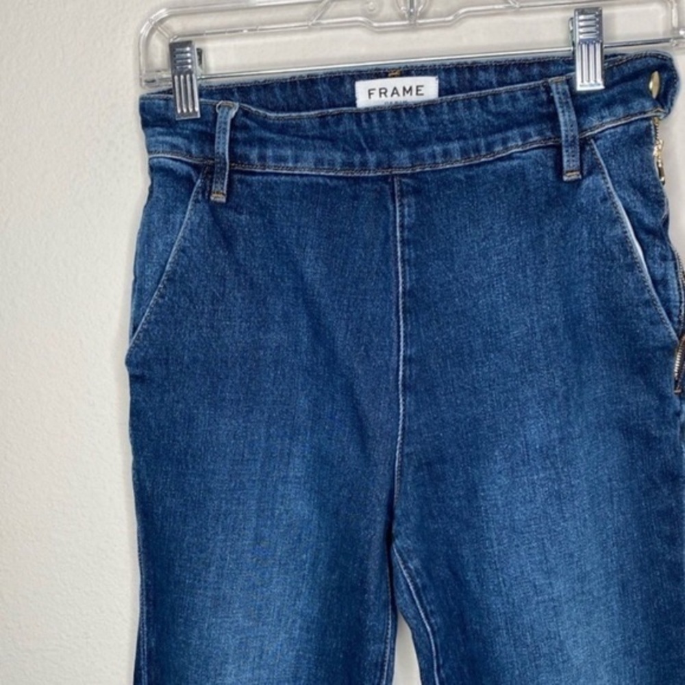 FRAME Flounce Side Zip Flare Jeans Delavan Wash - Picture 8 of 13